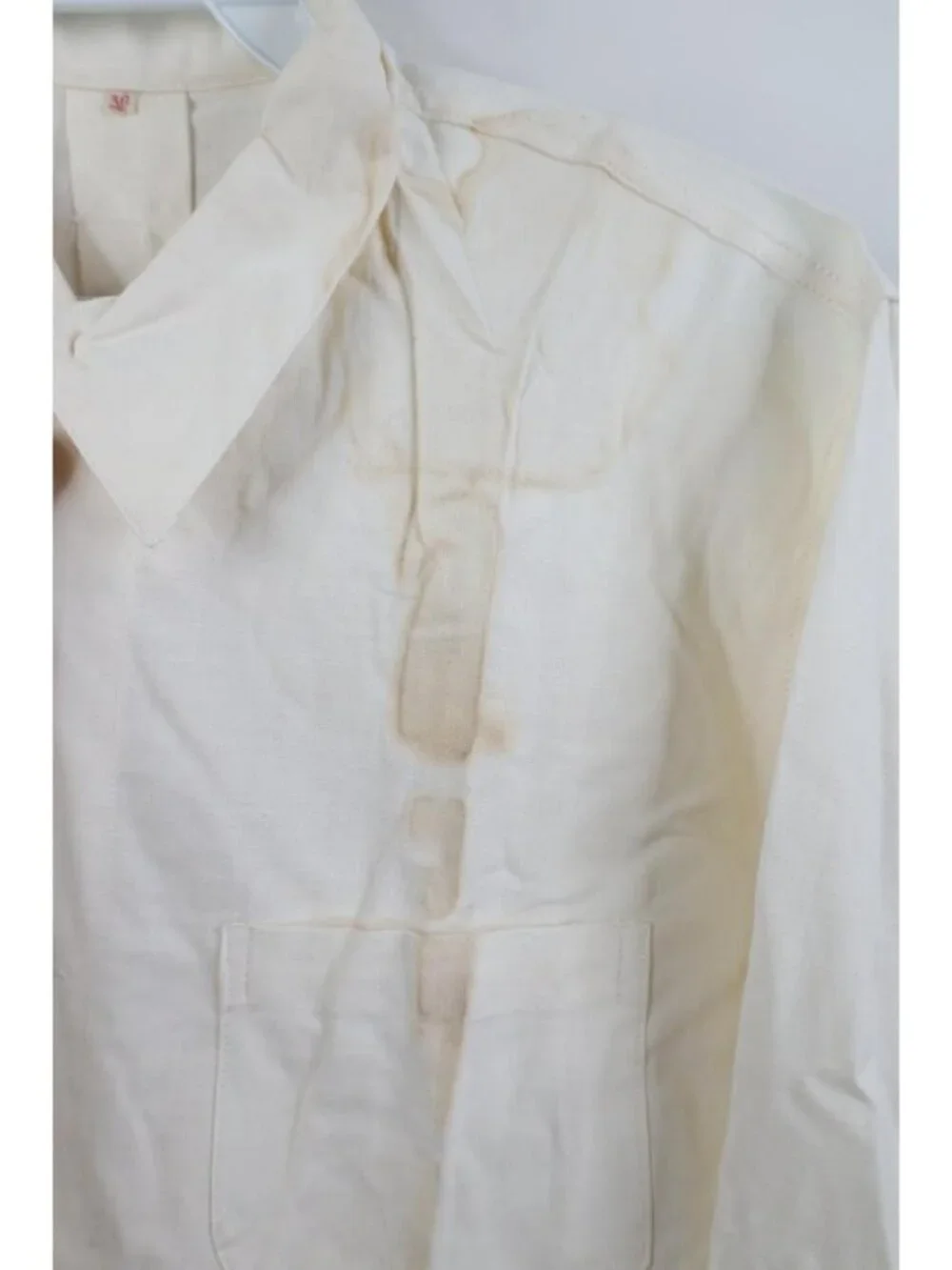 Deadstock  1950s Unissued German Military Mens 36 Hospital Grandpa Shirt White